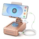 JTEMAN Cell Phone Stand with Bluetooth Speaker,HD Sound Adjustable Phone Holder,Birthday Gifts for Men Women, Cool Tech Kitchen Gadgets for Most Phones and Tablets-Rose Gold