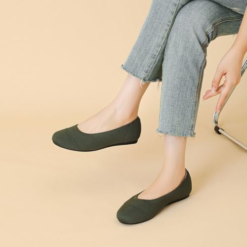 Women's Ballet Flat Shoes Casual Strap Knit Flats Round Toe Wedding Flats,J63