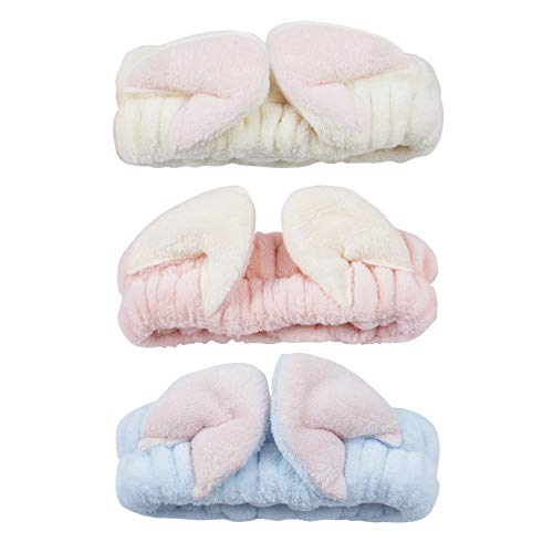 AUEAR, 3 Pack Cute Cat Ears Headbands Soft Animal Ear Headbandfor Washing Face Women Girls