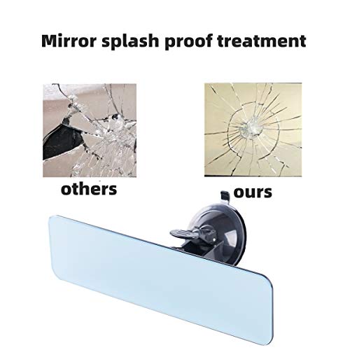 CHUANGLIN Frameless Anti-Glare Rearview Mirror - Universal Car Interior Mirror With Adhesive Suction Cup, Blue Endoscope (9.4"X2.55")