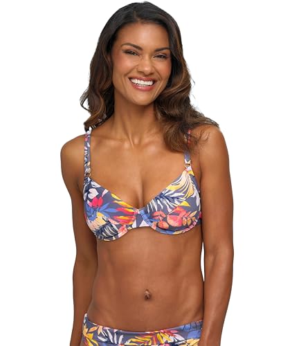LASCANA Women’s Tropical Print Underwire Bikini Top with Double Straps and Back Buckle Closure