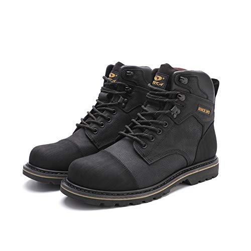 DRKA Men's Genuine Leather Chukka Boots Stylish Mid Top Motorcycle Hiking Boots(20976-blk-44)