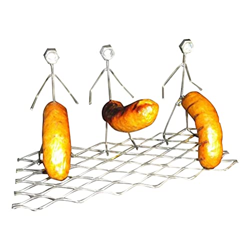 JAOCDOEN Espeto, garfo humanoide para churrasco, suporte para churrasqueira, panela de cachorro-quente, utensílios de cozinha para acampamento ao ar livre para fogueira e churrasqueira de salsicha