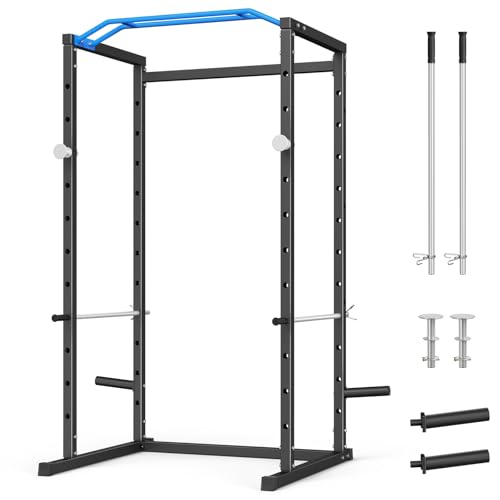 MERACH - Merach Power Cage, Multi-Functional Squat Rack for Home Gym with Cable Crossover System, 1600LBS Weight Capacity, Strength Training Equipment with Attachments