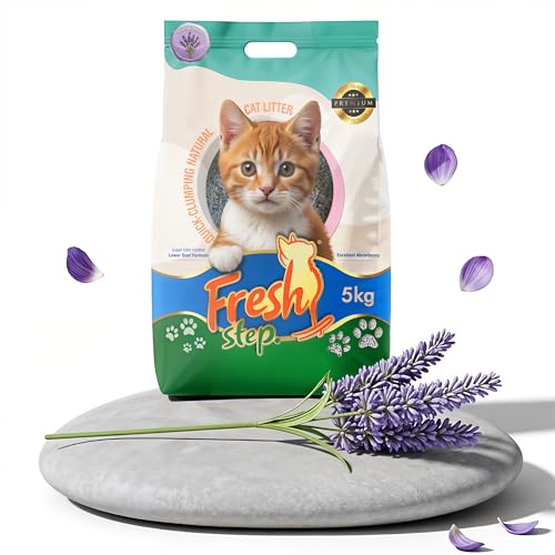 Fresh Step Lavender Scented Cat Litter – 5 KG | Ultra Absorbent, Quick Clumping, Odor Control, Dust-Free Formula for Cats