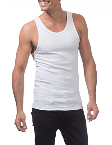 Pro Club Men's Premium Ringspun Cotton Ribbed A-Shirt, Multi-Pack4