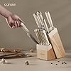 CAROTE 14 Pieces Knife Set with Block, Forged, High Carbon Stainless Steel Sharp Blade Block Knife Set, Dishwasher Safe Cutlery, Cream #5