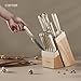 CAROTE 14 Pieces Knife Set with Block, Forged, High Carbon Stainless Steel Sharp Blade Block Knife Set, Dishwasher Safe Cutlery, Cream