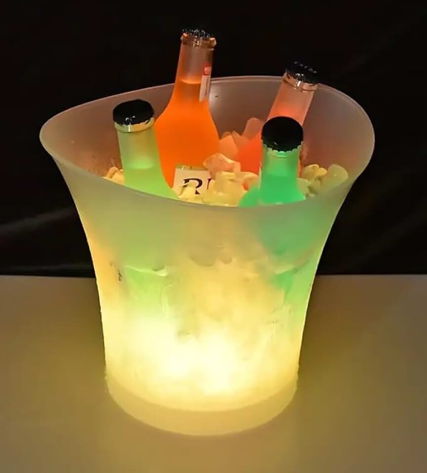 Balde De Gelo Com Caixa De Som Led Rgb 7 Cores Bluetooth Balde de Gelo Transparente com Alto-Falante Bluetooth 5L - YODHE