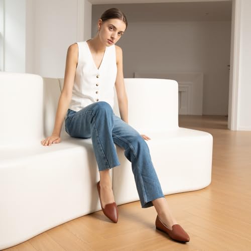Image of MUSSHOE Black Flats for Women Pointed Toe-Comfortable Business Casual Work Shoes, Dressy Suede Slip On with Memory Foam for Office, Teacher & Standing All Day