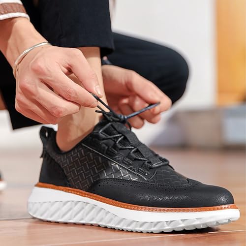 Men's Oxford Ridge Leather Sneakers, Wide Toe Dress Shoes for Men, Business Casual Dress Sneakers Comfort Breathable Lightweight Durability4