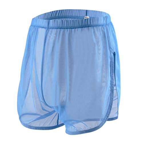 Boxer sexy en maille transparente pour homme - Stretch et respirant - Doux et ample, Lot de 1 - Bleu (8382), XL Cover