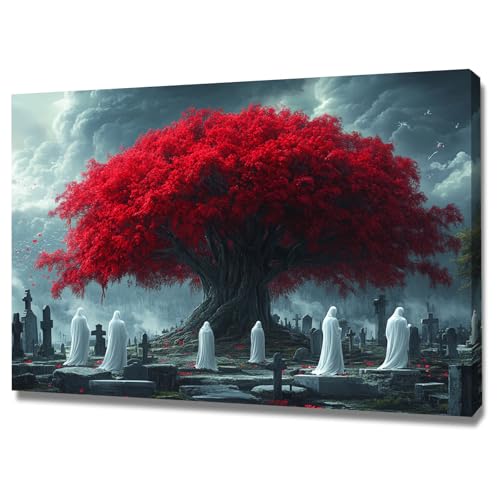 Arbre des âmes de sang tableau mural rouge pour une déco de salon moderne