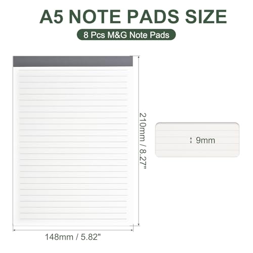 M&G 5x8 Note Pads, 8 Pack A5 Legal Pads 70 Sheets Notepads Writing Pad College Ruled Lined Memo Pape