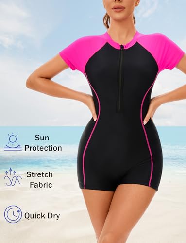 Maillot de bain modeste pour femme avec short boyleg et manches courtes - 4