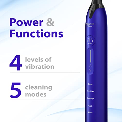 Wagner Stern Cepillo de dientes blanqueador ultrasónico con sensor de presión. 5 modos de cepillado y 4 niveles de intensidad, 8 cerdas suaves, estuche de viaje. - imagen 3