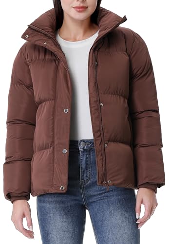 GIMECEN Women's Winter Coat Full-Zip Down Jacket Waterproof Puffer Coat Warm Parkas Long Sleeve Outerwear4