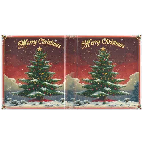 Image of 3 Ring Binder Christmas Tree Christmas 1.5 inch Binders Three Ring Binders with Clipboard Fit 8.5'' x 11'' Paper 3 Interior PVC Clear Pockets for Office Supplies