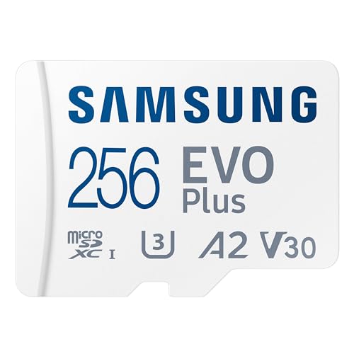 Image of Samsung EVO Plus microSD Memory Card + Adapter, 256GB microSDXC, Speeds Up to 160 MB /s, UHS-I, C10, U3, V10, A3, Upgrade Storage for Phones, Tablets, Gaming Consoles, DSLR Cameras, PCs, MB-MC256SA /AM