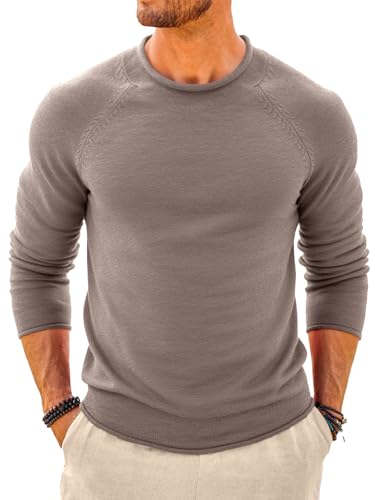 Runcati Mens Turtleneck Sweater Casual Knitted Pullover Raglan Sleeve Fall Winter Thermal Sweaters