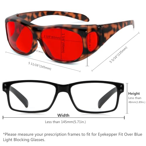 Image of Eyekepper Red Lens Blue Light Glasses Men,Fitover Blue Light Blocking Glasses Women, Red Light Glasses Eye Protection - Tortoise