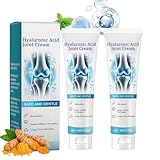 Hyaluronsäure Joint Care Creme, Hyaluronic Acid Joint Cream Gegen unbehagen, Beruhigende Gelenkpflegecreme für Rücken, Nacken, Hände, Knie, Gelenk Soothes Creme mit Kurkuma & Minze (50 g (2er Pack))