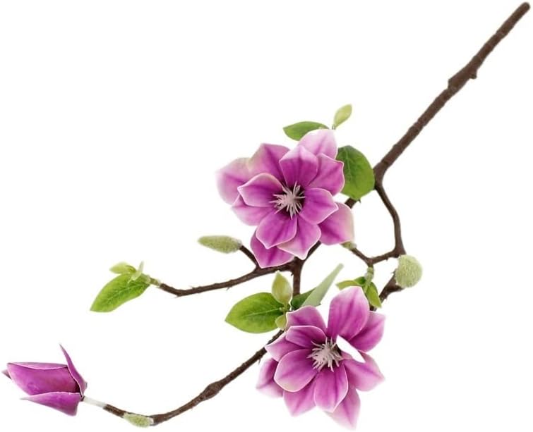 HXSCOO Latex Magnolia Flower Branch with Leaves Flores artificiales Indie Room Decor Pink Artificial Flowers mom Gifts (Color A)