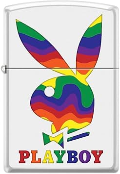 Playboy Zippo Lighters (White Matte - Rainbow Bunny Logo)