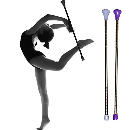Dasiyoki Twirling Baton 2 Pieces Spinning Dance Baton Metal Gymnastics Parade Stick for Child in Majorette (Mixed Version, 2 Pack)