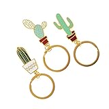 Porte-clés en émail de cactus - avec un pendentif en forme de succulente et de cactus, donnez-lui un aspect mignon et élégant.