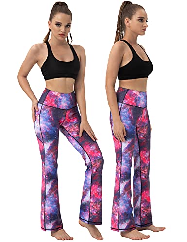 Image of BUBBLELIME 29 inch /31 inch /33 inch /35 inch /37 inch Women High Waist Bootlegs Yoga Pants Tummy Control Bootcut Workout Flared Out Pockets