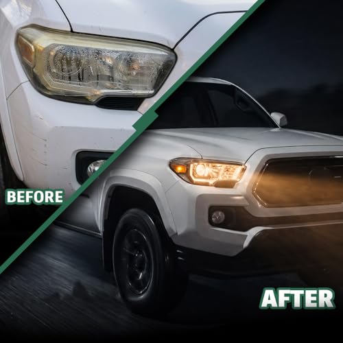 Image of GRAND ORANGE Right Side Headlight Assembly W /O LED Daytime Running Front Headlamp Compatible with Toyota Tacoma 2016-2018, Fit Models Without Factory LED Daytime Running Light Only White