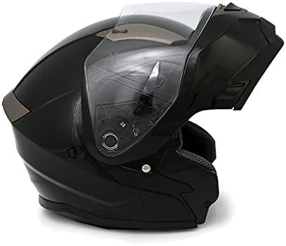 AVE A-48 Adventure Modular Flip-Up Motorcycle Helmet and Drop Down Sun Visor (Black, Medium)