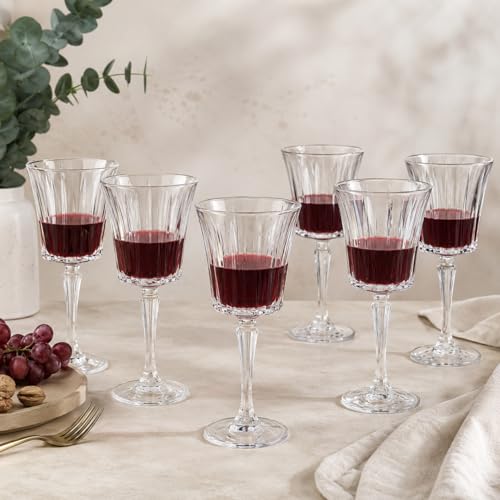 Image of bellemax 250ml Premium Long Stem Wine Glasses, Crystal Clear Glass Wine Goblets for Red Wine, White Wine, Champagne, Cocktail, Party, Home, Bar & Restaurant Use (Set of 6)