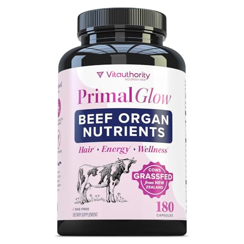 Beef Organ Supplement for Women | Grass-Fed Pasture-Raised New Zealand Bovine | 7 Organ Extracts with Liver Heart Kidney Bone Marrow & More Energy Digestion & Skin Support Primal Glow 30 Servings