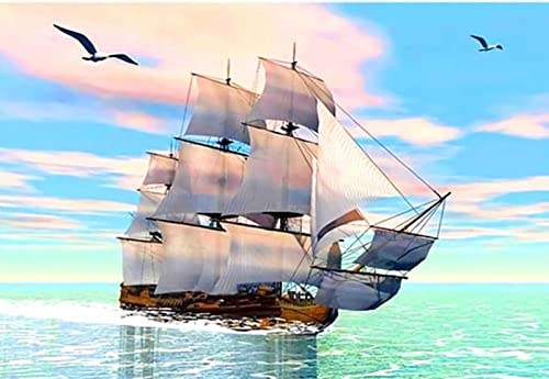Peinture diamant bateau 5D kit broderie strass complet 30x40 cm