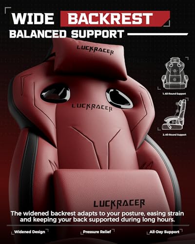 Image of GTPLAYER Gaming Chair for Adults, Ergonomic High Back Chair with Footrest | Big & Tall Computer Video Gaming Chair, Comfort Wide Seat with Lumbar Support for Big /Tall, Office /Home, Pu - Wine Red