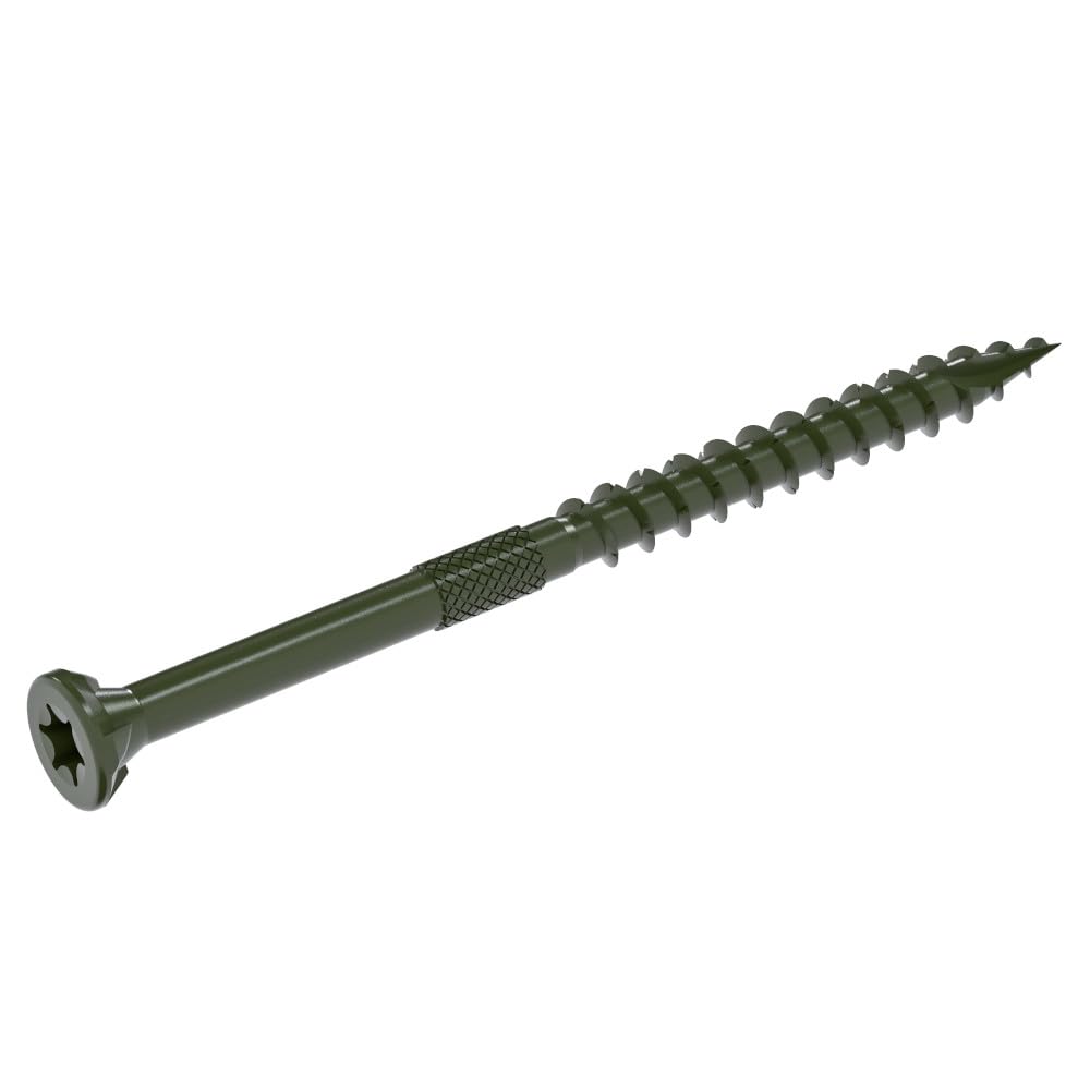 Grip-Rite GRDF3STGRBK DeckForce #10 x 3 Nano Coated Wood Screws, Green, 25lb Bucket