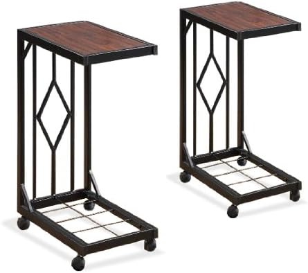 Two Wood Veneer Tv Dinner Snack Tea Tray Tables End Side Sofa Black Storage Caddy Set