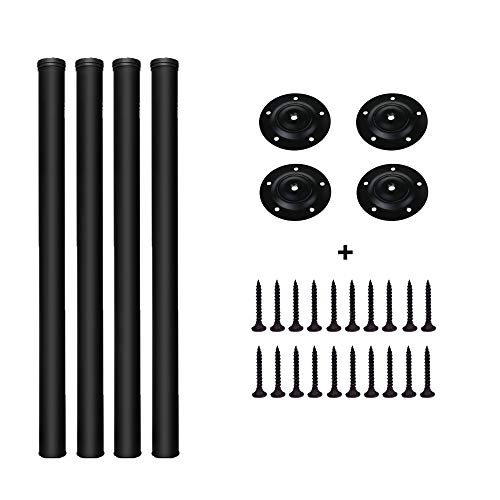 28-inch Adjustable Metal Table Legs, Suitable for Office Desks, Dining Tables & Chairs, Furniture, or 4-Piece Sets (28in, Black)