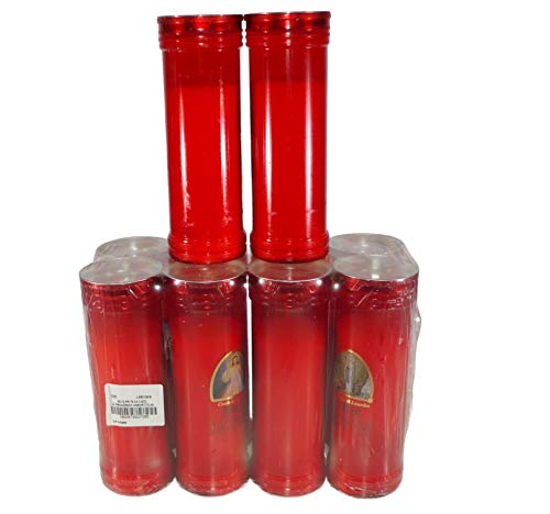 Zambonin - Velas votivas de cera rojas sin tapa para la lluvia de varias alturas y paquetes