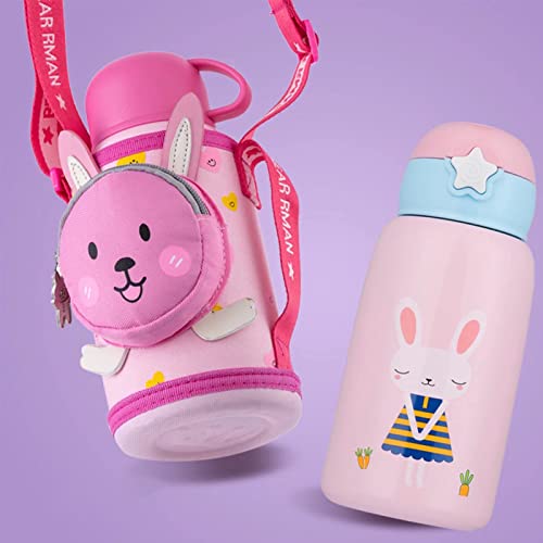 SIVASI 水筒 子供用魔法瓶 2ways 直飲み ストローカップ キッズボトル 可愛い 保温 保冷 通学 600ml 大容量 軽量 カバー付き ベビー おしゃれ かわいい キッズボトル ワンタッチ ステンレスマグ 男の子 女の子 大人