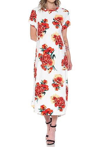 Image of iconic luxe Women's A Line Short Sleeve T Shirt Midi Dress Summer Casual
