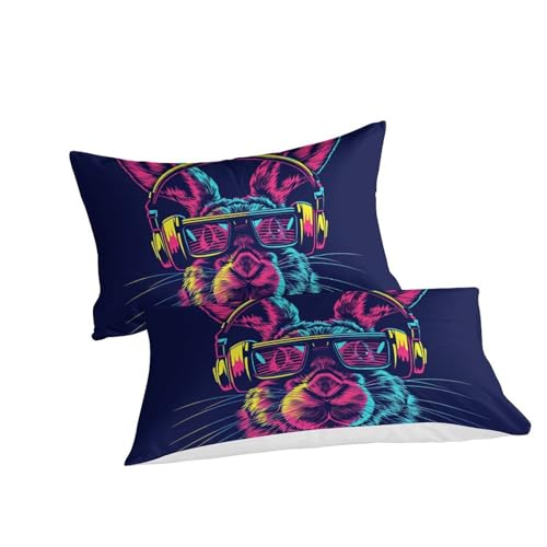 Parure de lit microfibre douce anti-glisse fermeture éclair lapin 3D