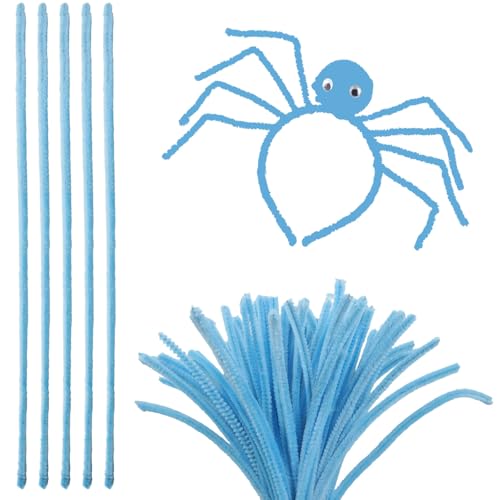 suiwotin 200pcs Pipe Cleaners Chenille Stems- 12 Inch x 6mm Fuzzy Craft Sticks for DIY Projects & Holiday Decor, Flowers Making (Blue)
