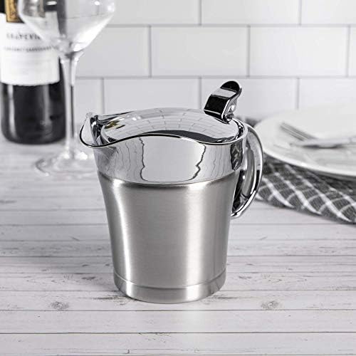 Stainless Steel Gravy Boat - 500ml | Insulated Jug | Custard & Cream Server | Sauce Jug | Thermal Gravy Jugs | Milk Jug With Lid | M&W