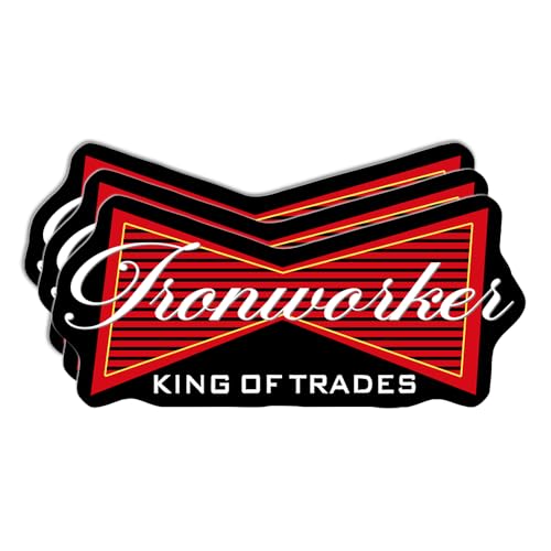 (Pack of 3) Ironworker Sticker for Welder Steel Fabricator Metal Builder Tradesman Vinyl Decal for Hard Hat Toolbox Laptop 3 Inches