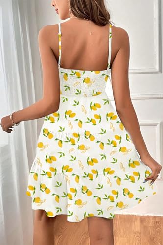 Image of HVEPUO Women Spaghetti Strap Sleeveless Smock Cami Mini Dress Summer Vacation Flowy Boho A Line Swing Short Dresses for Women