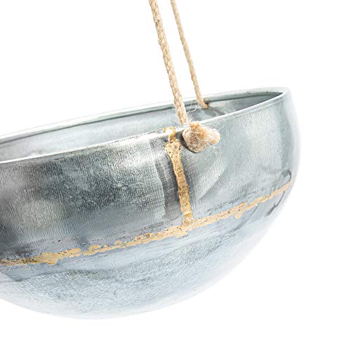 Kimisty Set 2 Hanging Planter For Outdoor & Indoor Plants, Galvanised Iron Pot, Large Flower Hanger For Patio, Window, Garden, Balcony And Terrace, Galvanized Modern Hang Basket With Rope, Boho #TOP1