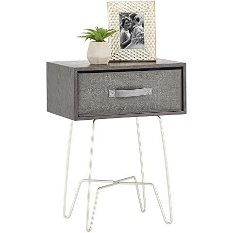 mDesign Mesita Auxiliar de Madera y Metal pequeña Cover